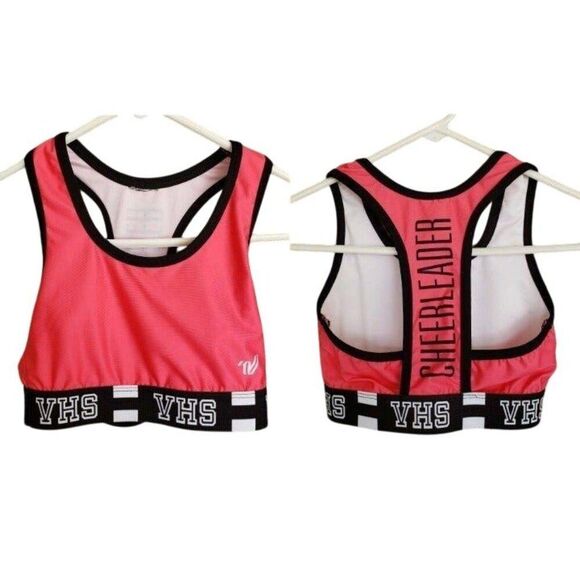 Junior XS Sports Bra Pink VHS Cheerleader Racerback Sports Bra Top - Picture 4 of 4